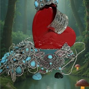 Mystery jewellery Jar Heart shaped vase all new and wearable pieces boho style